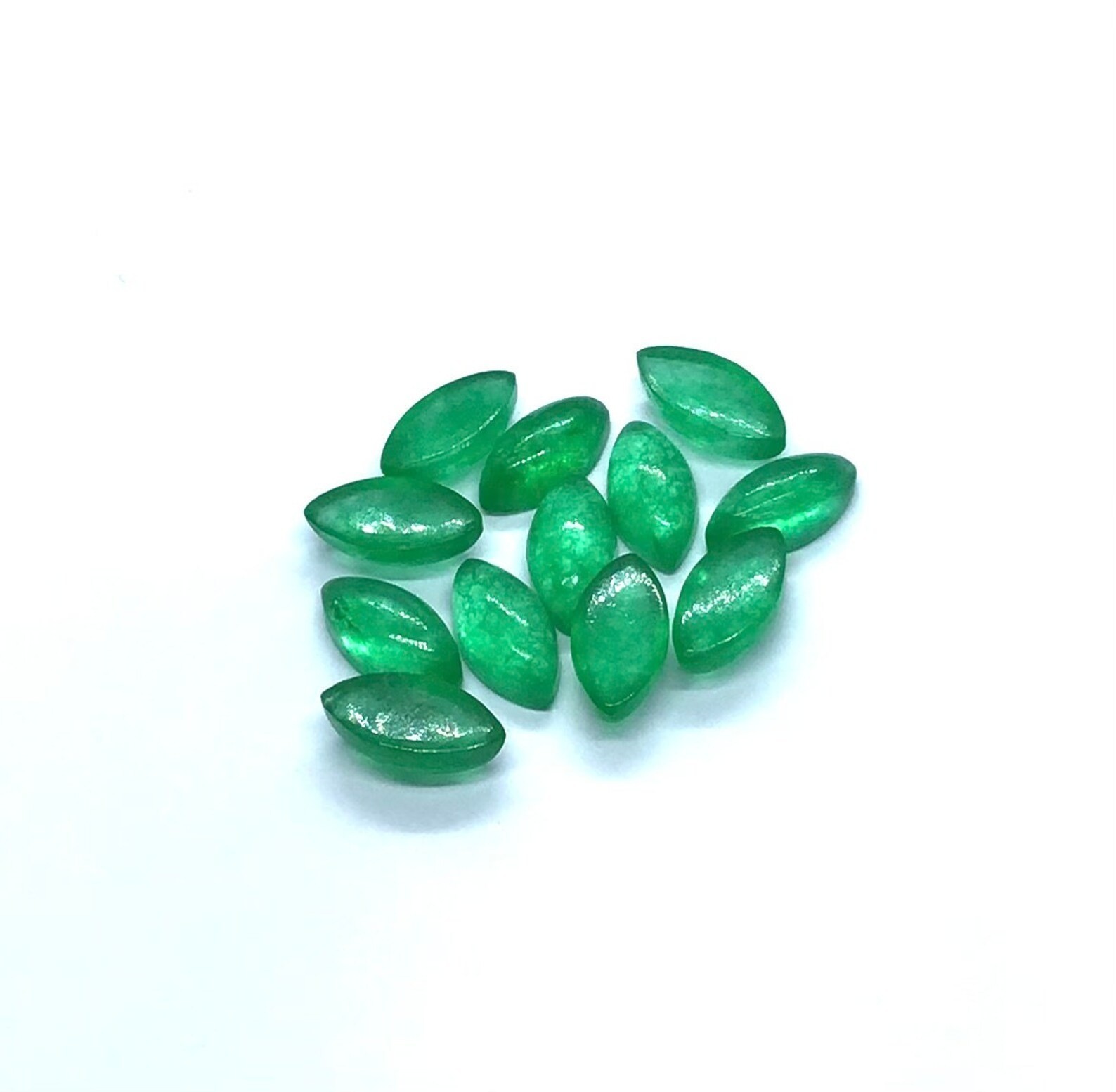 Emerald Quartz Marquise Cabochon Green Gemstone Lot For Crafting 4x8mm – 15x30mm