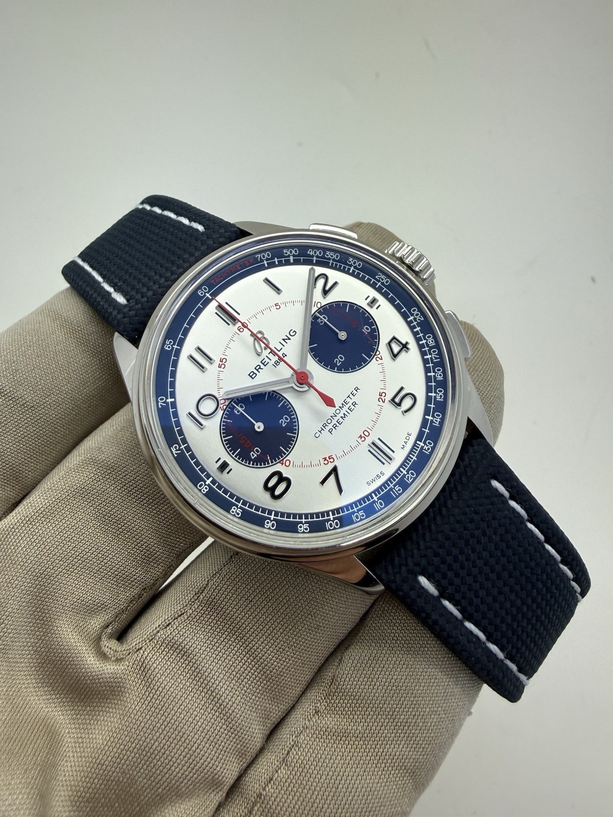 2024 Breitling Premier B01 Bentley White Blue Dial Steel 42mm Watch AB0118 B+P