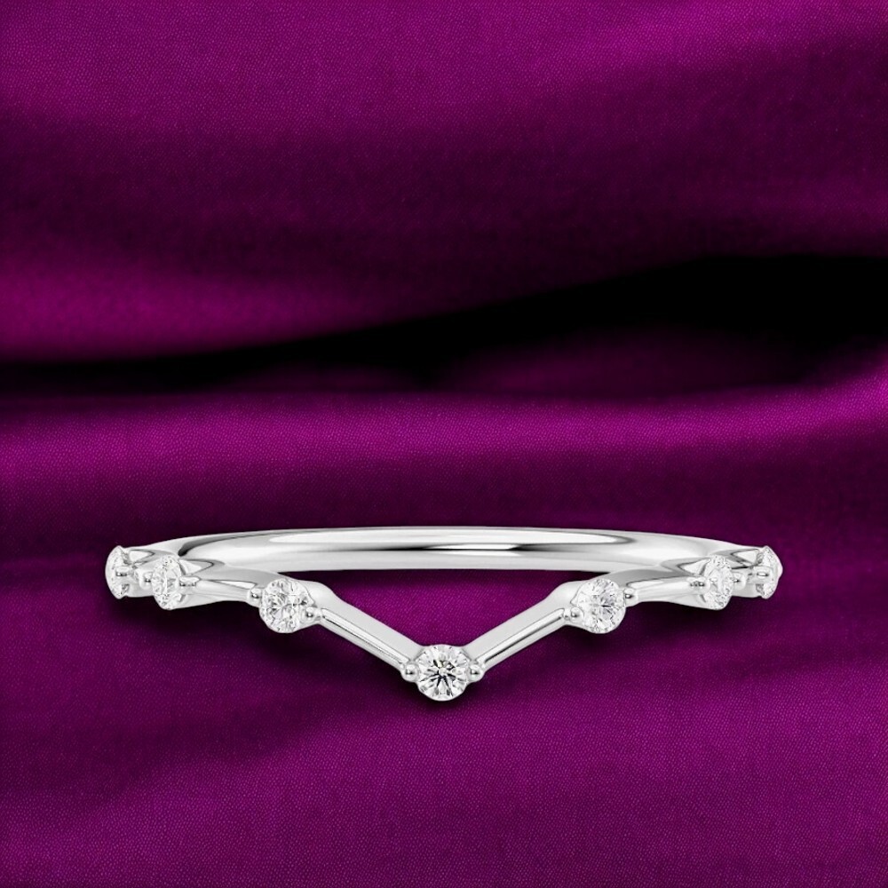 14K White Gold Lab Grown Round Cut Diamond 0.15 Ct Band Engagement