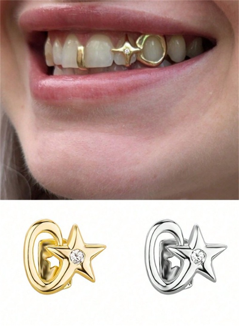 Single Tooth Grills Cap Diamond Gold Hip Hop Braces Cosplay Jewelry Teeth Decor