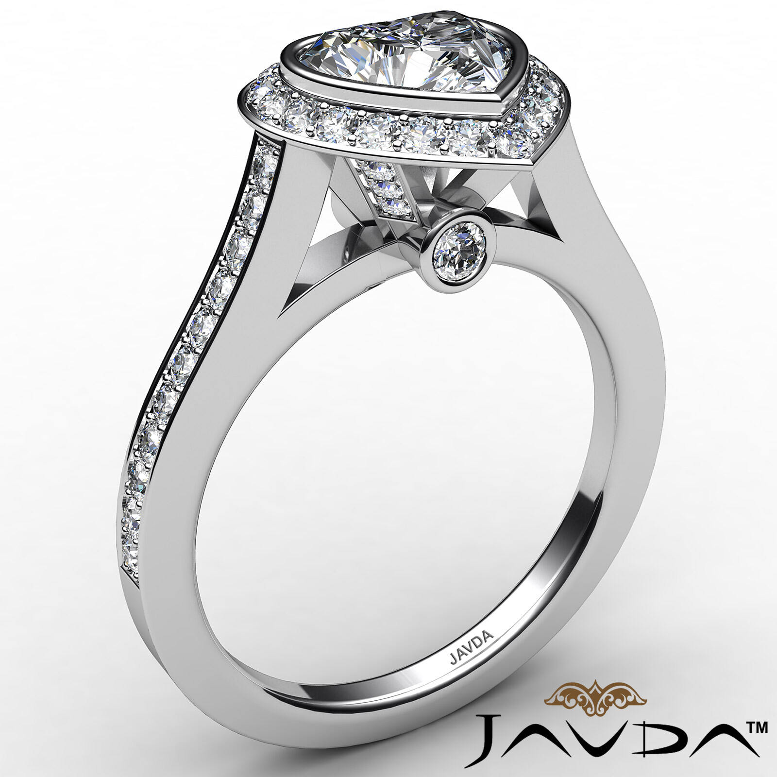 Halo Bezel Set Heart Diamond Engagement Ring GIA I Color & VS2 clarity 1.47 ctw