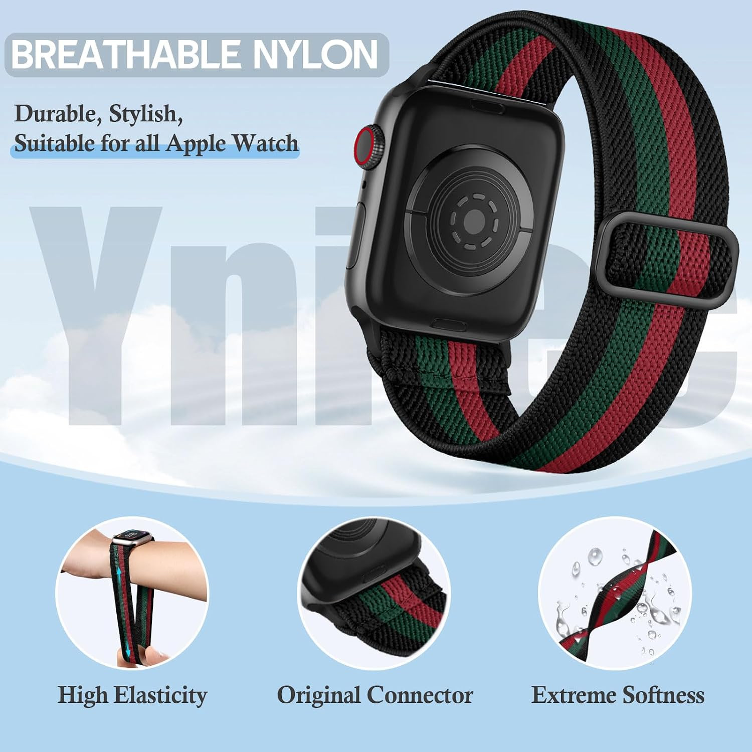 Stretchy Nylon Loop Band for Apple Watch 40Mm 38Mm 41Mm 42Mm, Sport Ankle/Arm/Wr