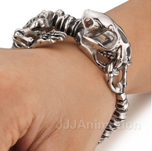Pure Stainless steel sexy dragon skeleton Bracelet Biker Chain Gothic Men Gifts