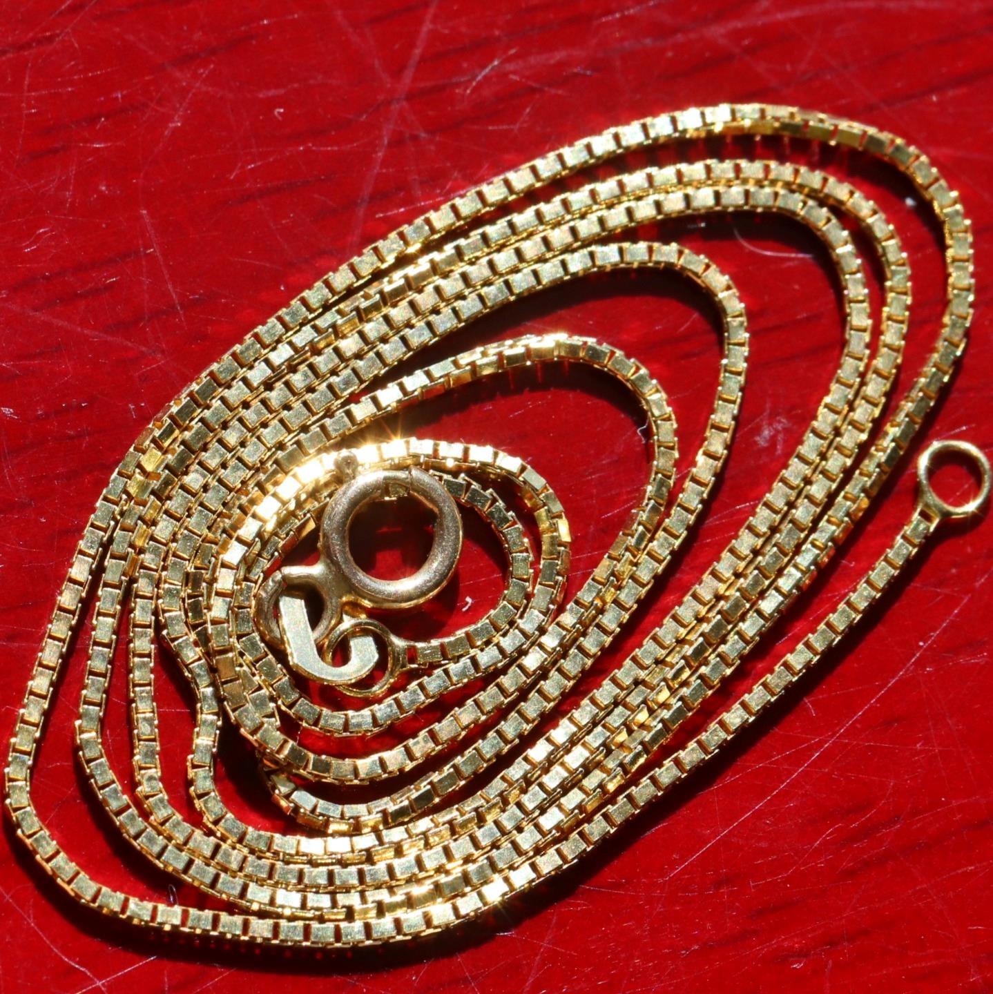 14k yellow gold necklace 18.0″ box link chain vintage handmade 2.6gr N2801