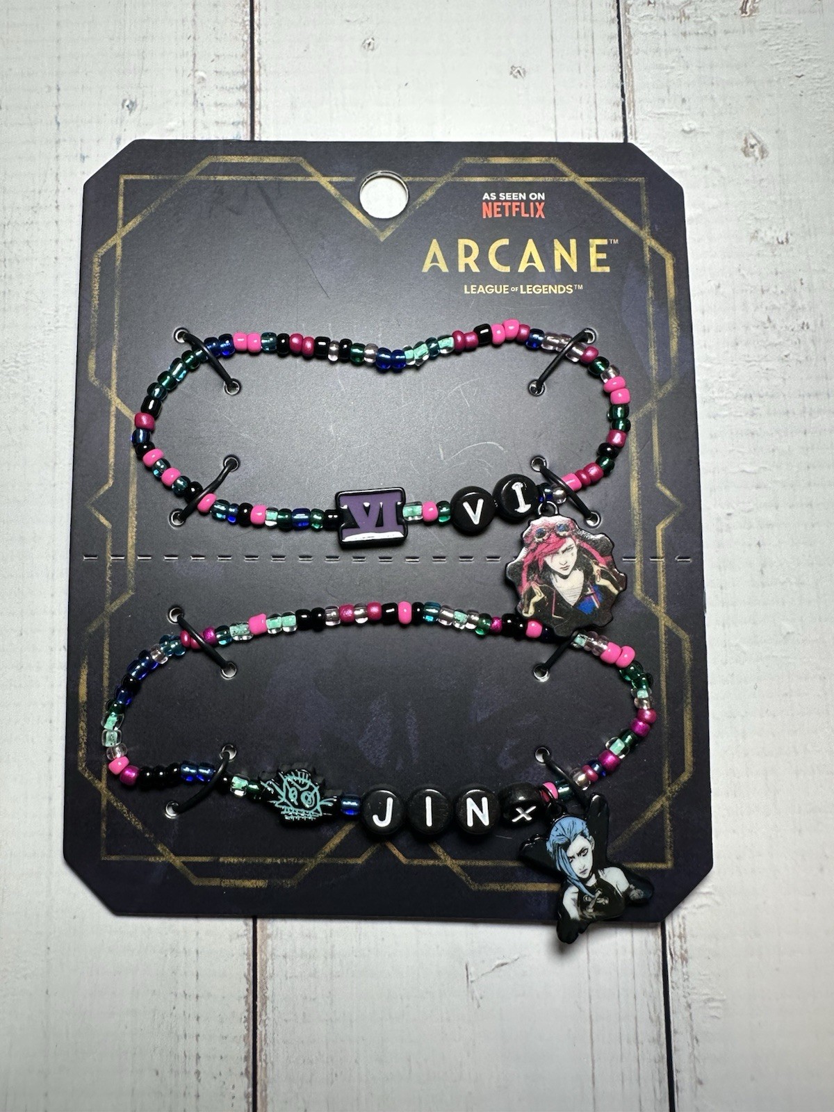 Arcane (League Of Legends) Vi & Jinx Best Friend Bead Bracelet Set Netflix New