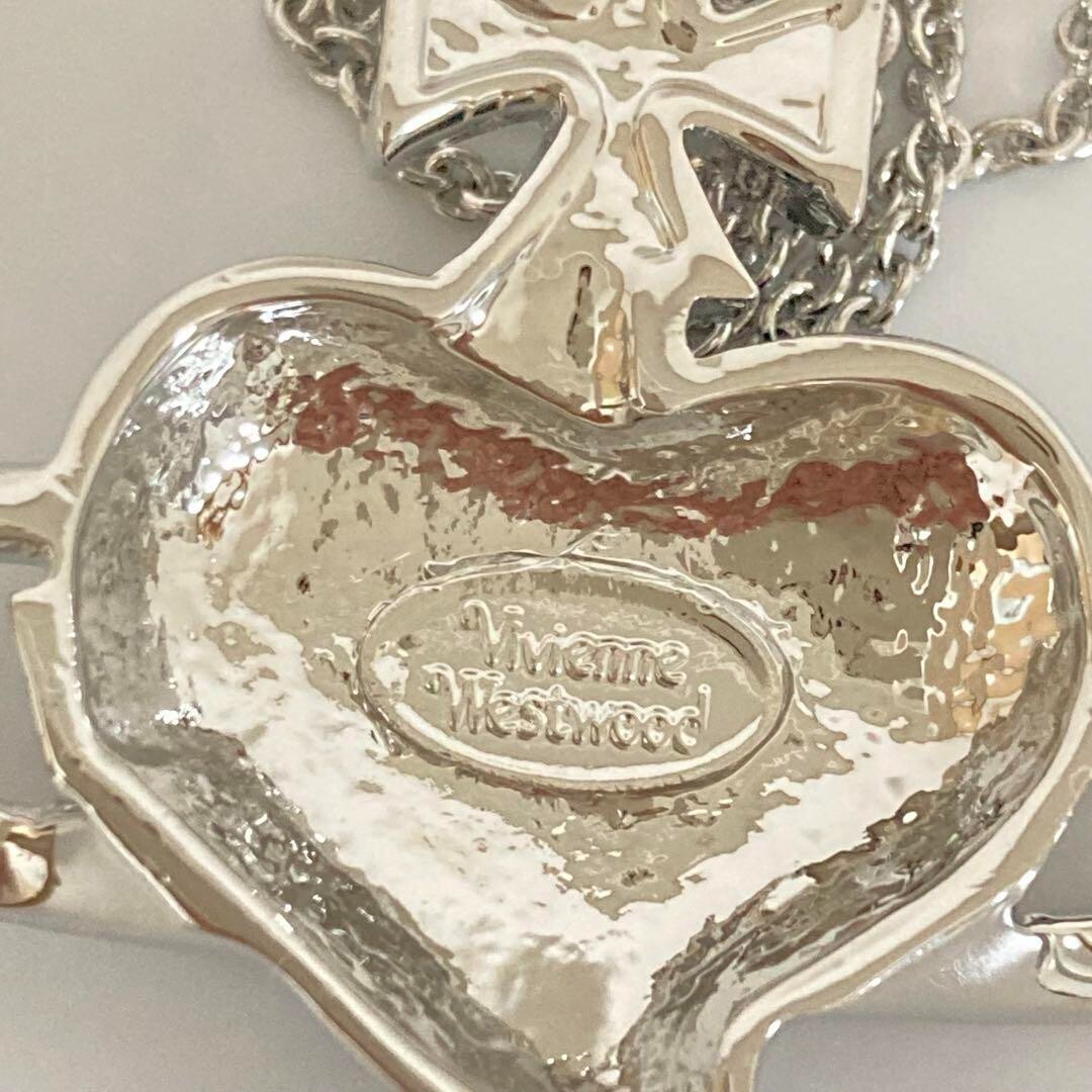 Diamante Heart Orb Large Necklace Silver Red with drawstring