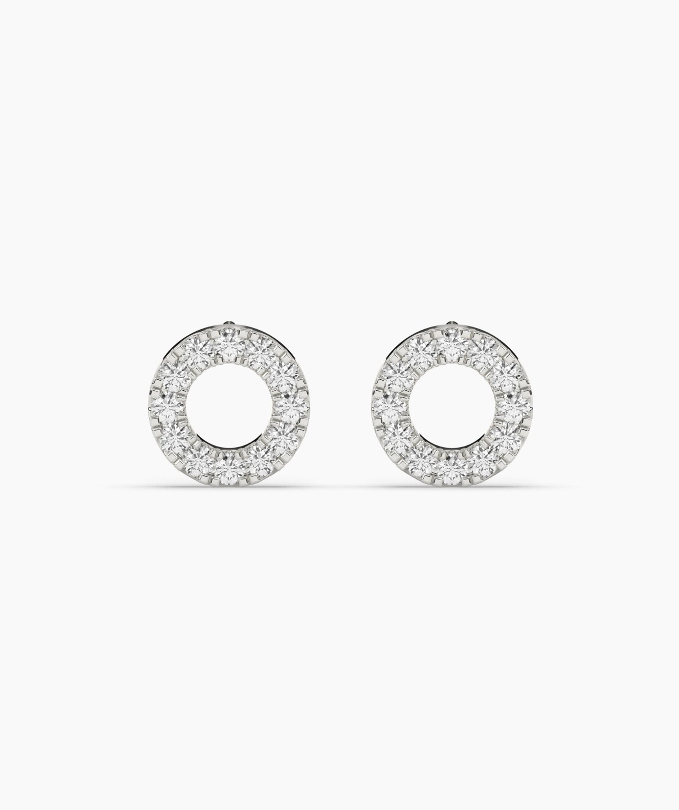 Round Lab Grown Diamond 18K Gold Pave Diamond Open Circle Eternity Stud Earrings