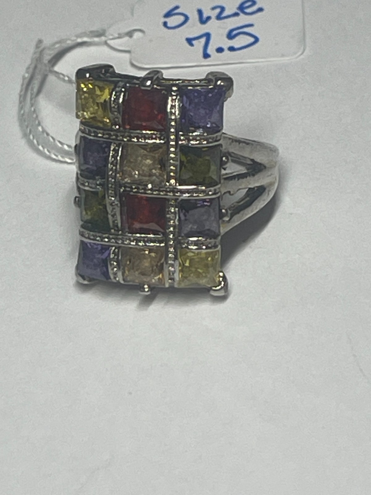 Gianna-style geometric cocktail ring sz 7.5