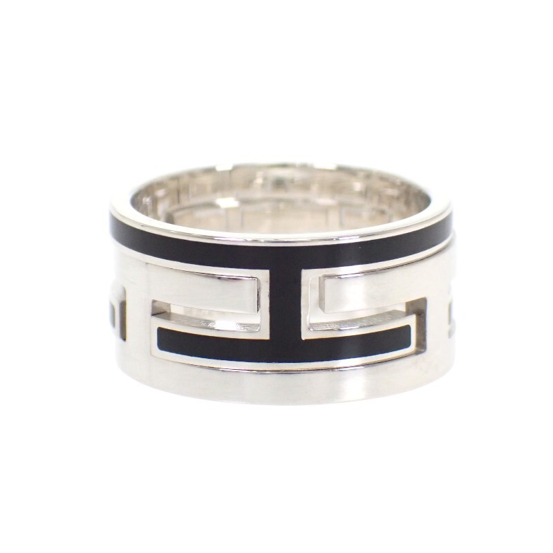 Hermes Move Ash Ring US6-6.25 Silver 925 Black #53 441604