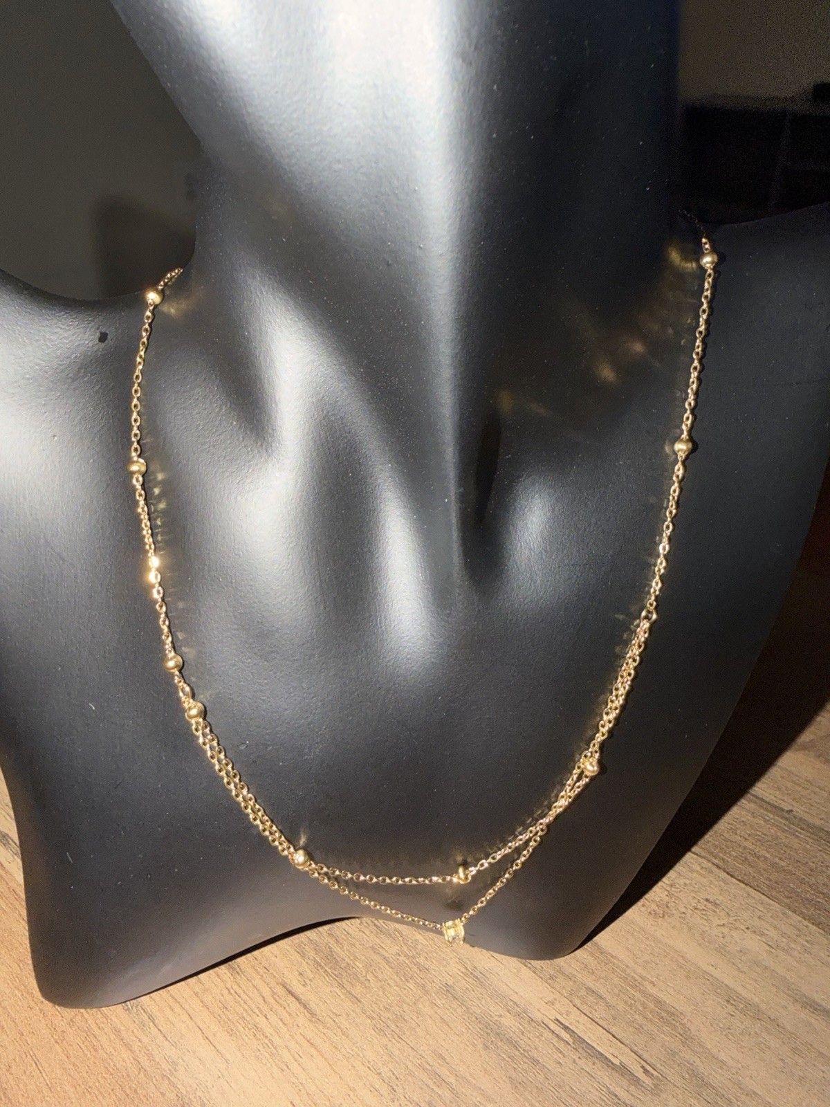 Stainless Steel Layered Beaded Necklace With Solitaire Pendant For Women