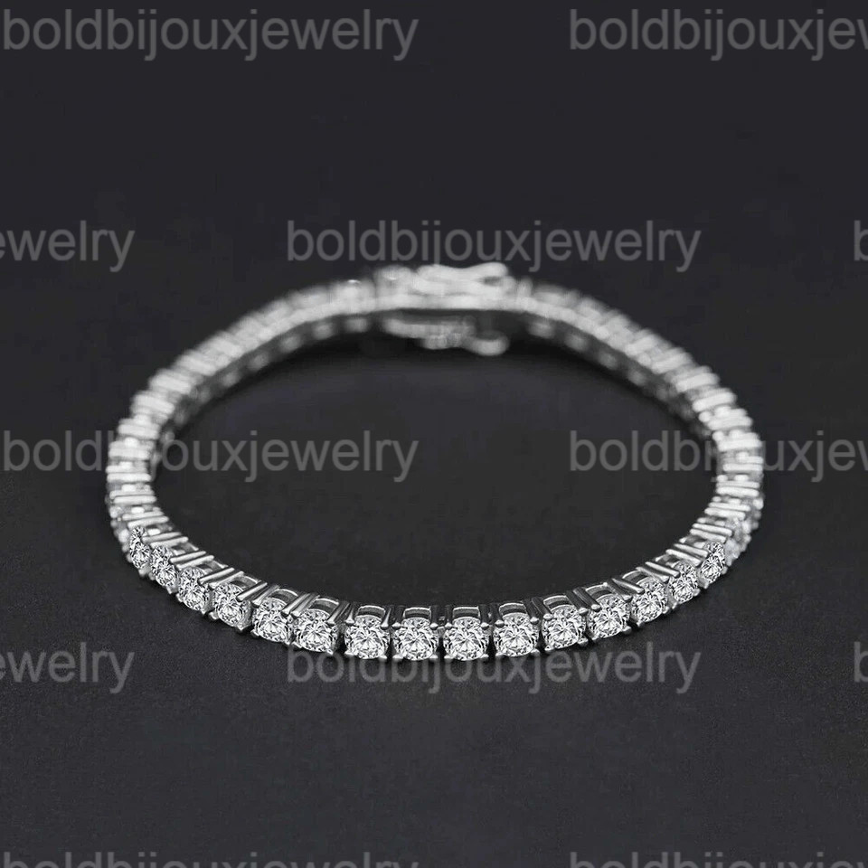 14K White Gold 10 Ct Natural Diamond Tennis Bracelet Luxury Real Gold Certified