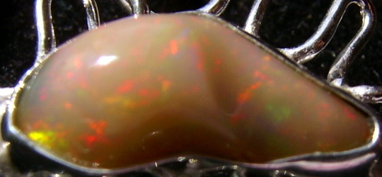 CeS Ring with XL Fire Opal Nugget from Mexico, Mexican Opal