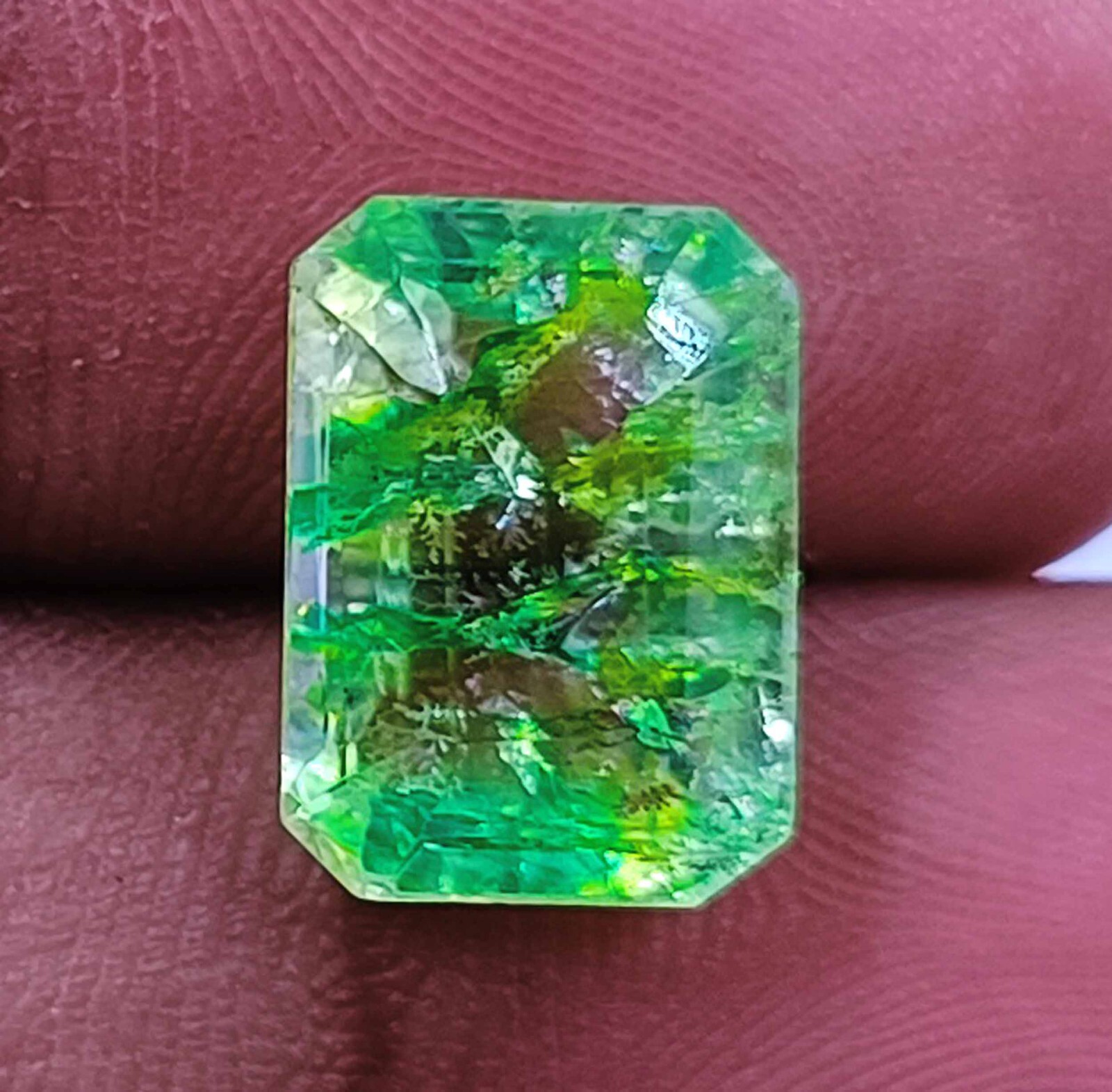Unique Zambia Green Emerald Certified 8 Ct Natural Emerald Cut Loose Gemstone DD
