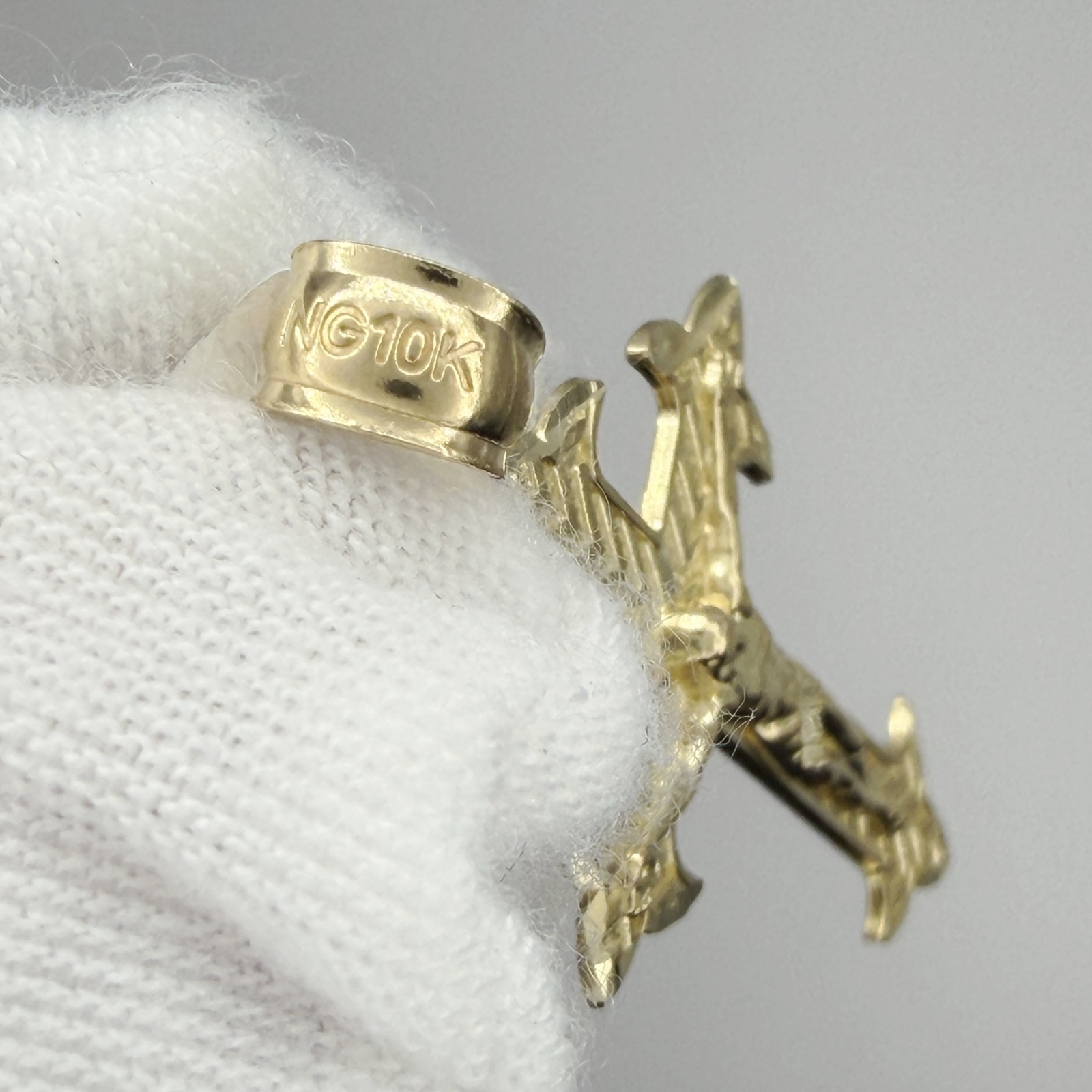10k Yellow Gold Shiny Unisex Cross Crucifix Religious Charm Pendant Jewelry Gift