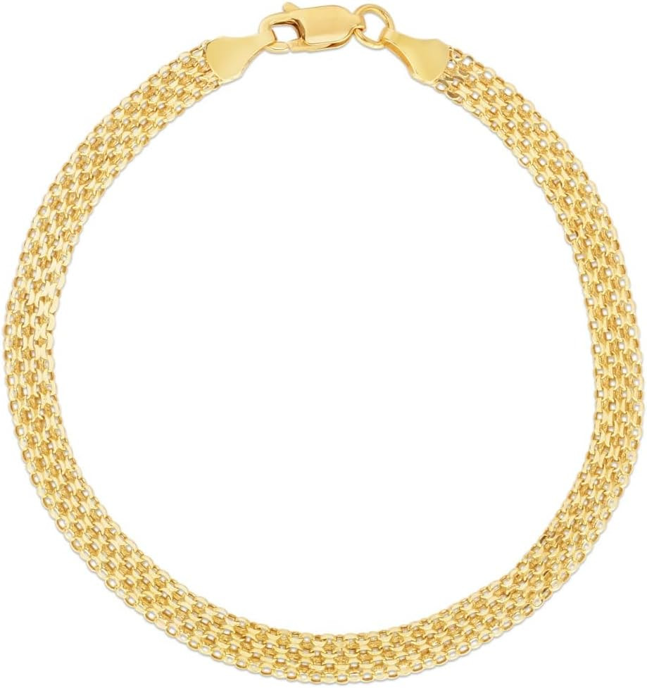 Floreo 14k Yellow Gold 4.7mm Bismark Chain Bracelet 7.25 Inch