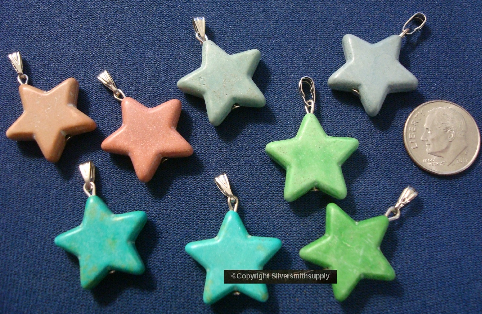 8 Star pendants mixed materials 30x20x5mm bail pendants charms 1 3/16 in cp021