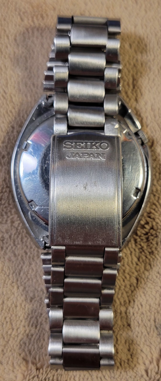 Vtg 70s Seiko 5 Actus 38mm Automatic Men’s Watch Blue Dial SS Daydate 6106-7700