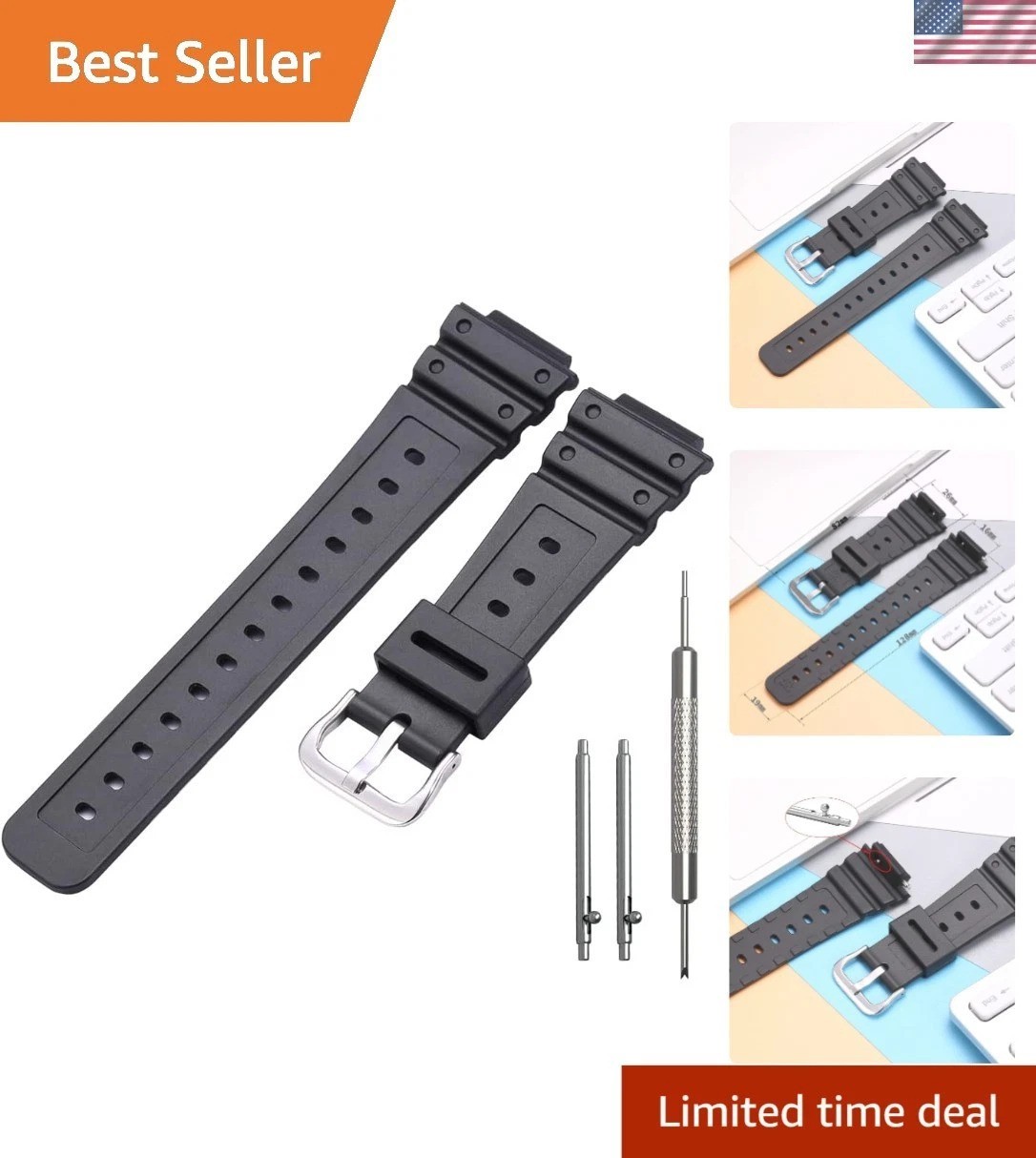 Men’s Black Resin Replacement Strap for Casio G-shock GA2100 GA2110 – Waterproof