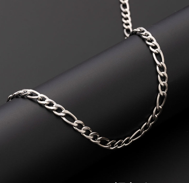 Stainless Steel Figaro Chain 16″- 30″ Necklace Men Women 3/4/5/7/9/10/12mm