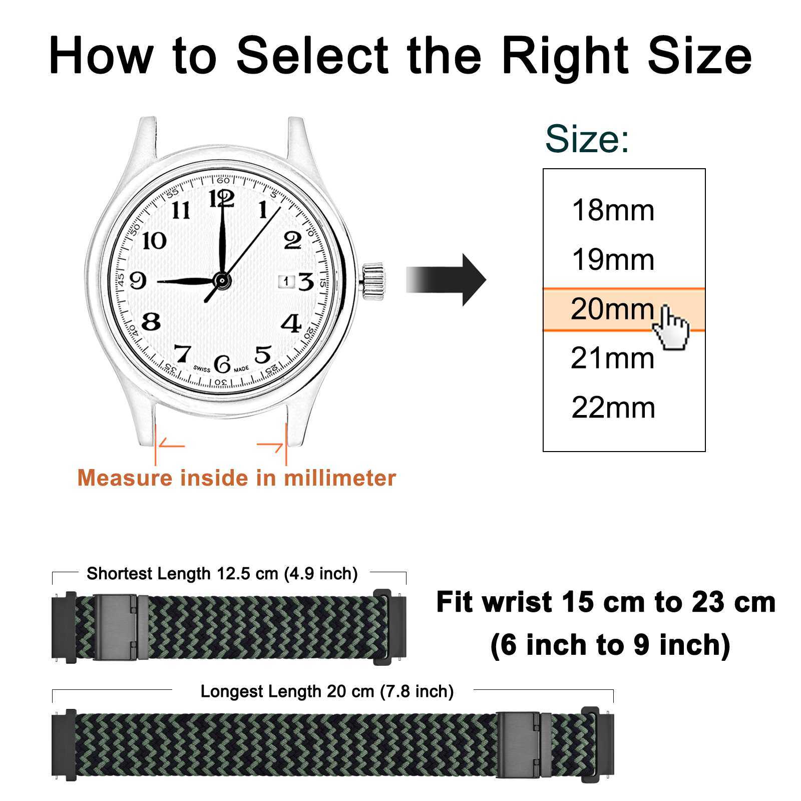 Wocci 2PCS Woven Nylon Watch Straps 18mm 19mm 20mm 21mm 22mm Quick Release