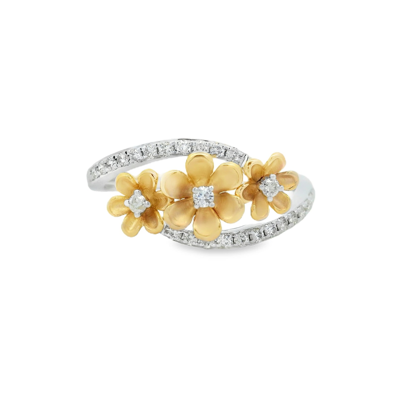 0.23ct Natural 27-Diamond Pavé Ring, 14k Multi-Tone Gold, Size 7