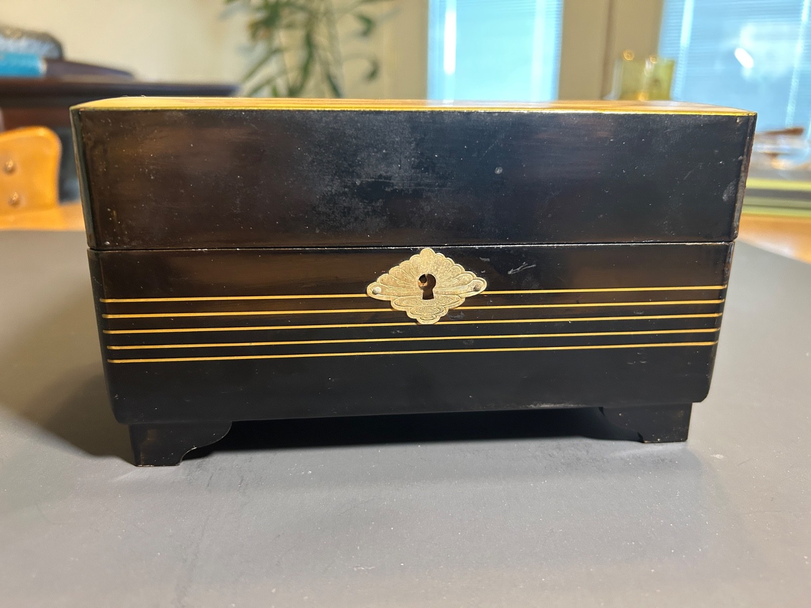 Vintage Music Jewelry Box Spinning Ballerina Mirrored Interior Lock & Key Works