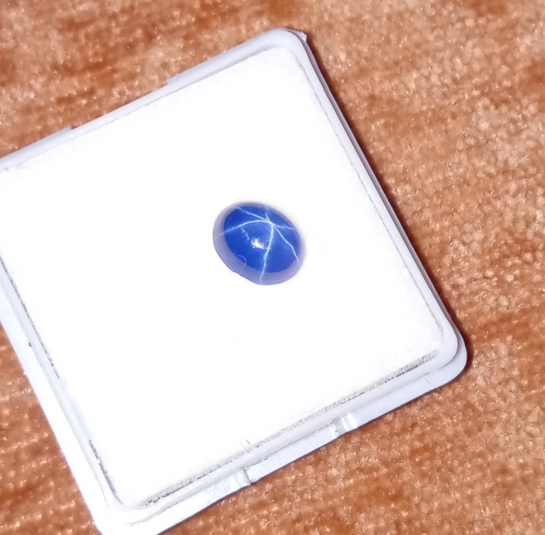 1.35ct Blue Star Sapphire 6 Rays GGIJ Certificate Oval Cabachon Diffused