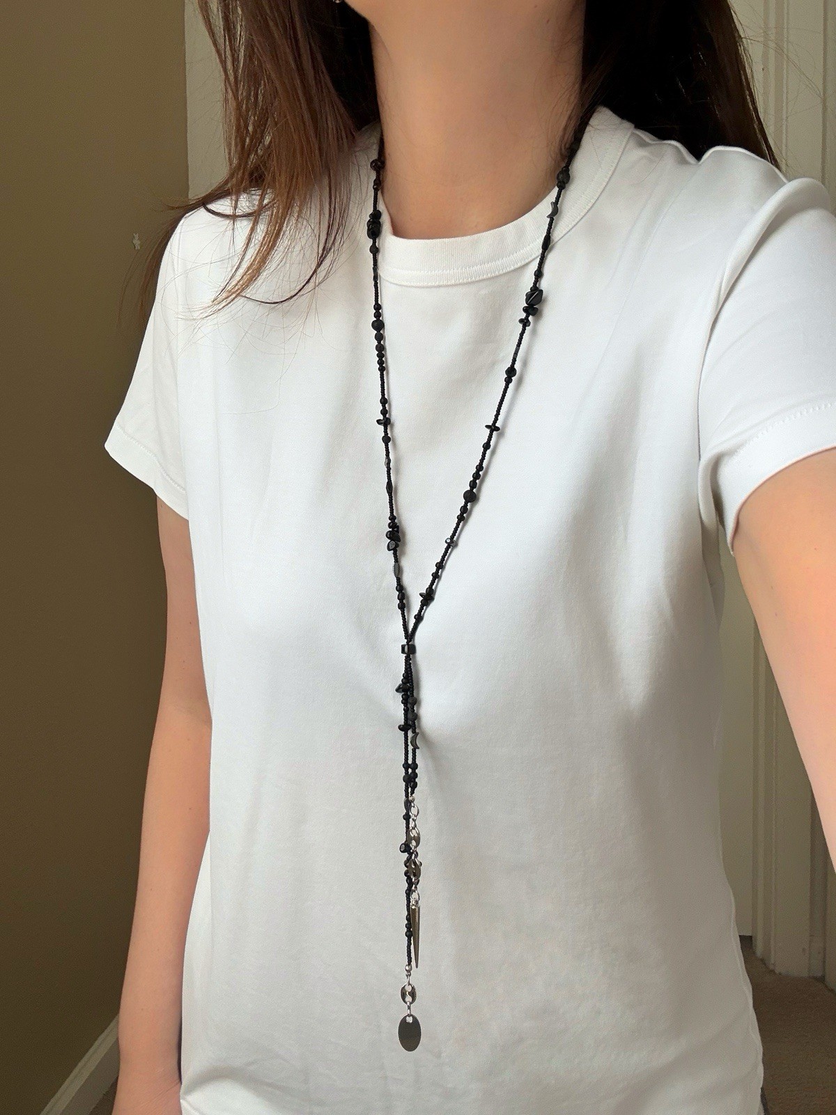 Everyday Black Handmade Necklace with Natural Stones – Agate, Lava & Hematite