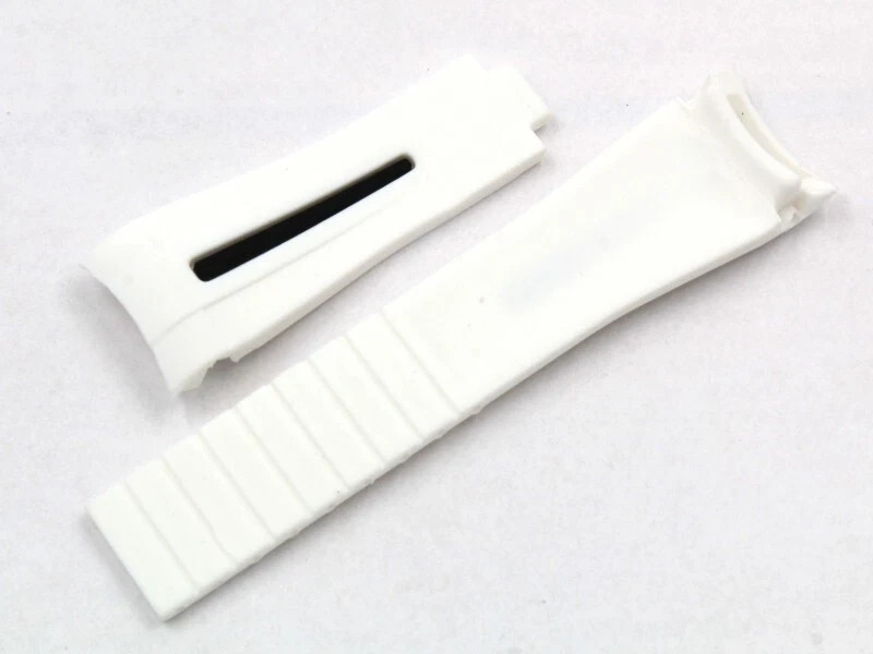 White TPU Silicone Watch Strap Black Strip 20/16mm Sport Waterproof New
