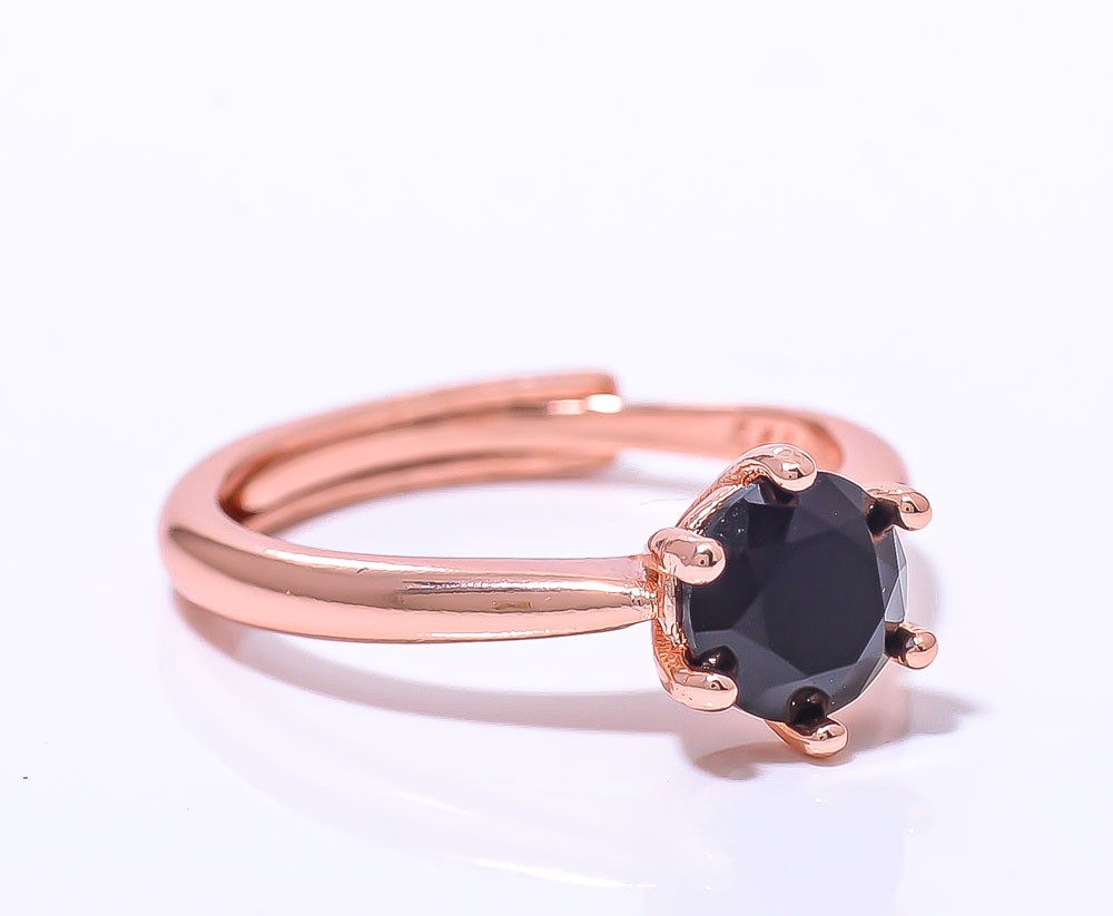 Black Spinel Gemstone Rose Gold Plated Ring Adst (92)