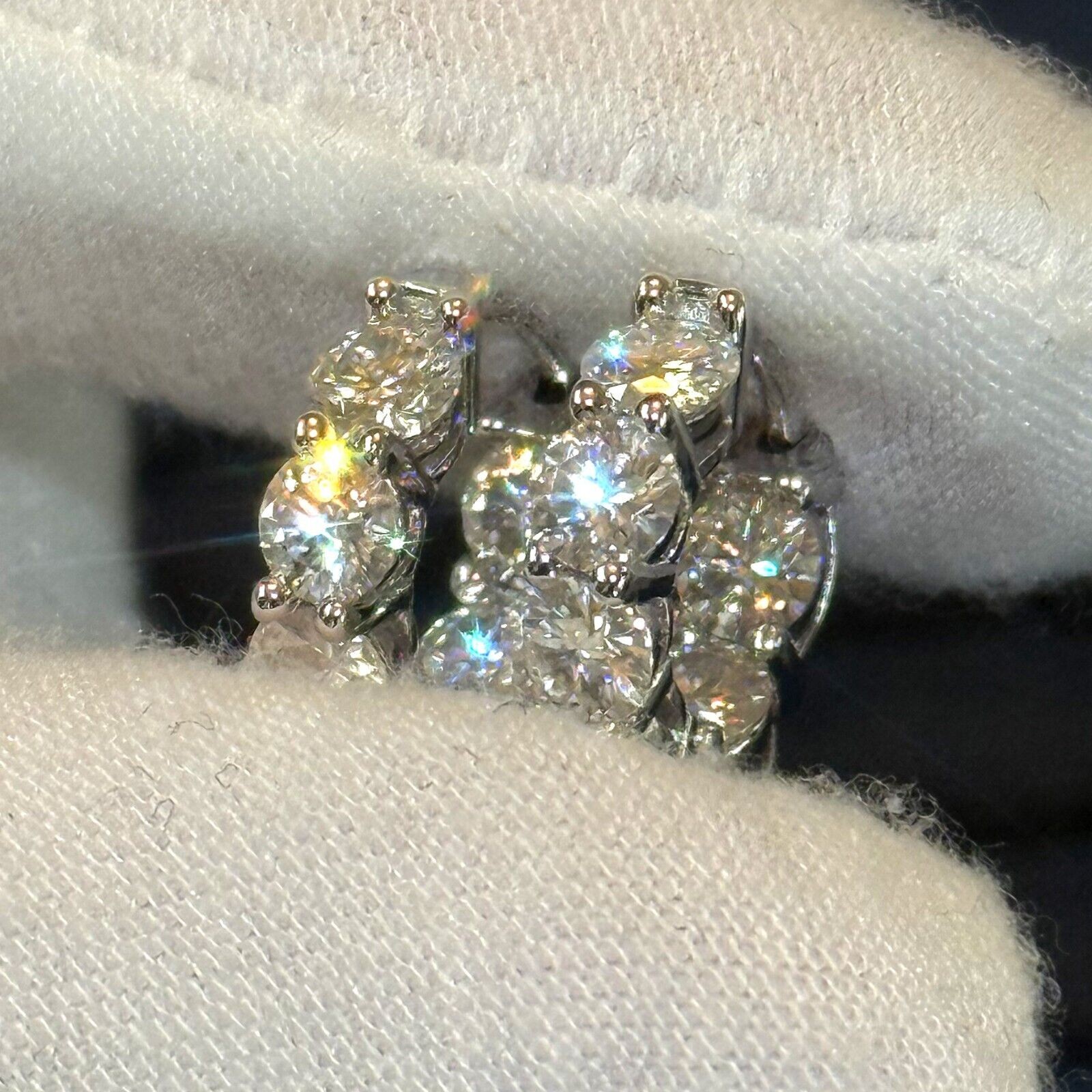3.00 CTW Certified VVS1 Moissanite Hoop Earrings Huggies – 925 Silver 14K Gold