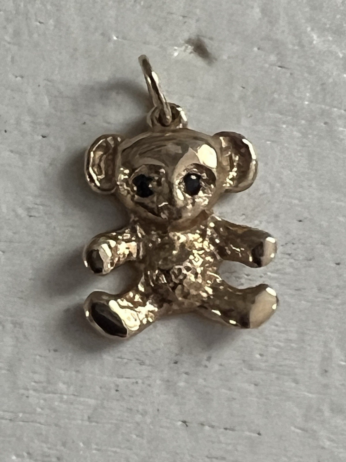 2gr Signed by JCF Solid 14k Gold Sapphire Teddy Bear OR Panda Charm 14mm or .75″