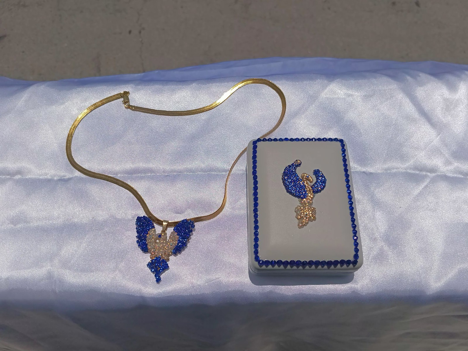 Crystal Phoenix Pendant Necklace Jewelry Set Handmade – Phoenix Gift