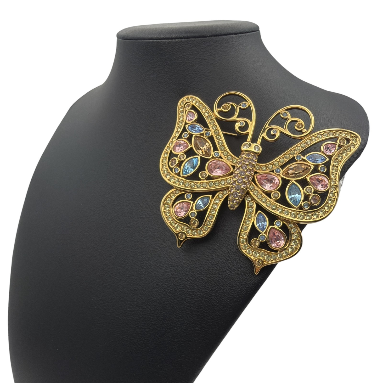 SWAROVSKI 85mm Large Butterfly Pin Brooch Gold Tone Multi Color Crystal