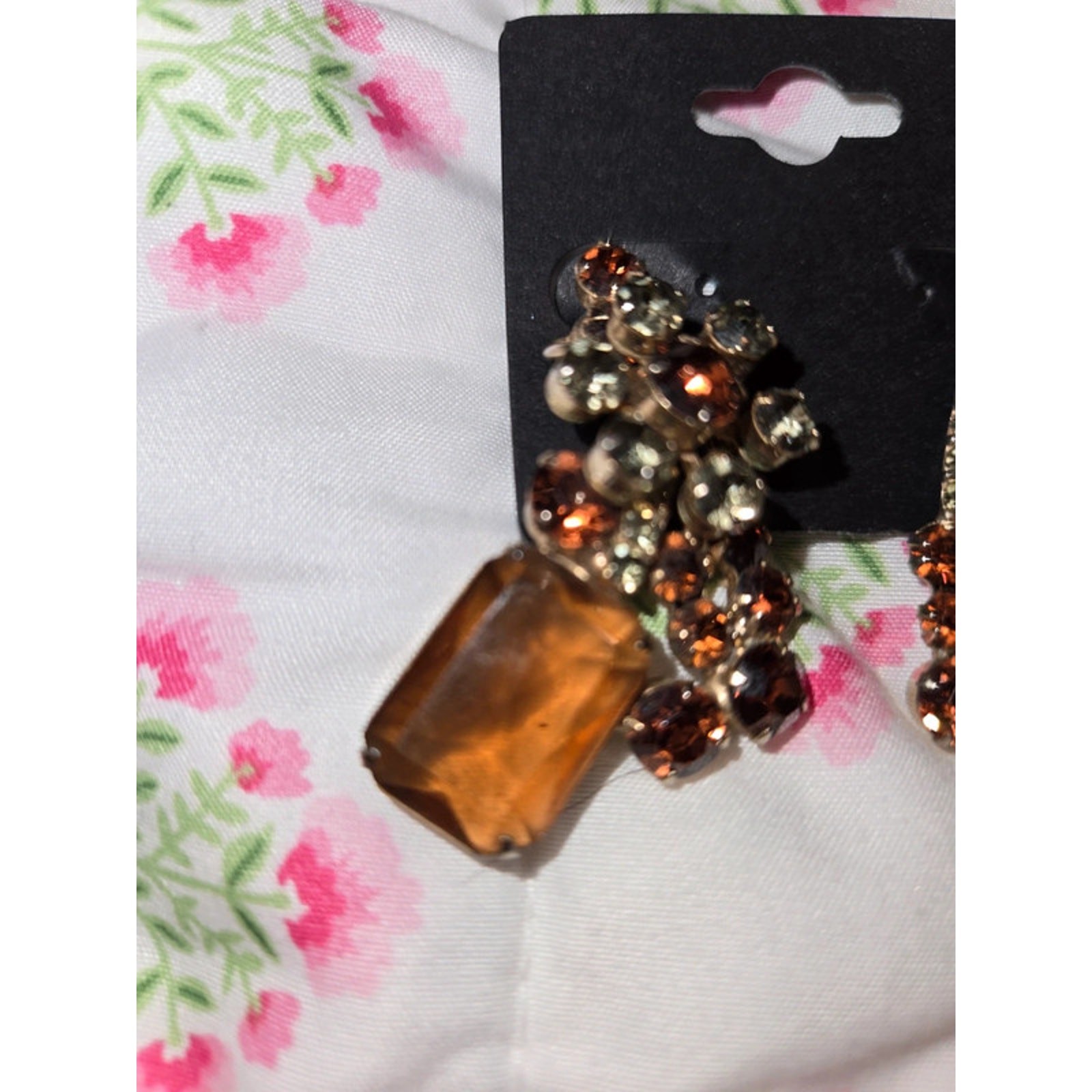 Vintage Julianna Amber and glass clip on Earrings