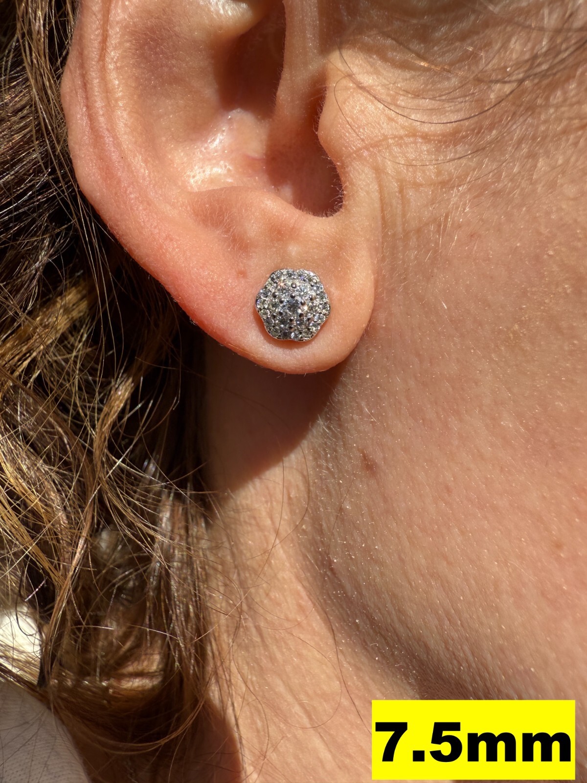 Cluster Hip Hop Earrings Real 925 Sterling Silver 7.5mm-12mm Iced CZ Stone ITALY
