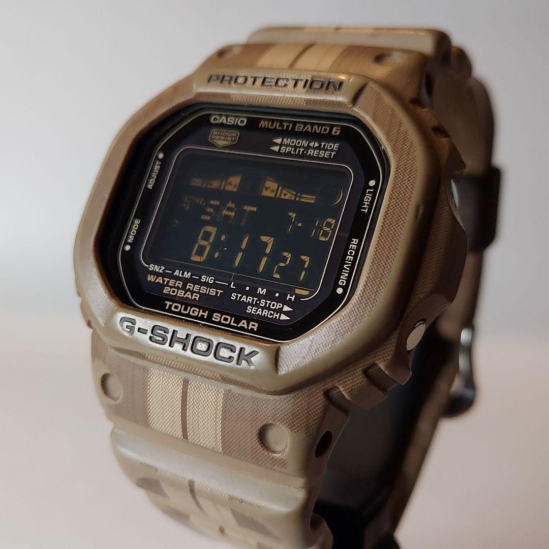 CASIO G-SHOCK G-LIDE GWX-5600WB-5JF Wood Grain Tide Graph Used from Japan