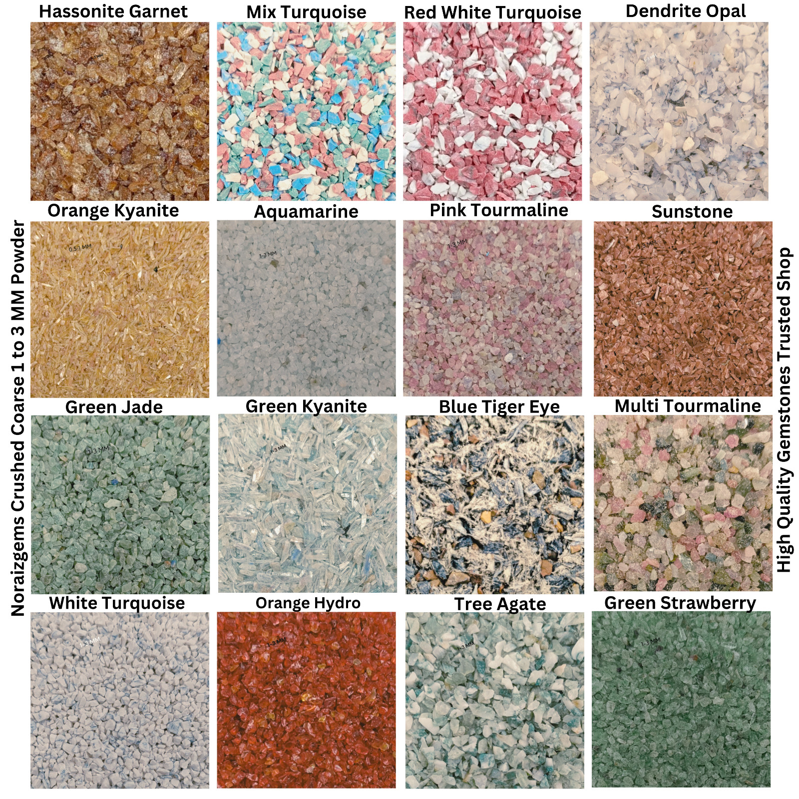 Crushed Gemstone Coarse Powder 75+ Crushed 1-3 MM Healing Stone Woodwork Inlay