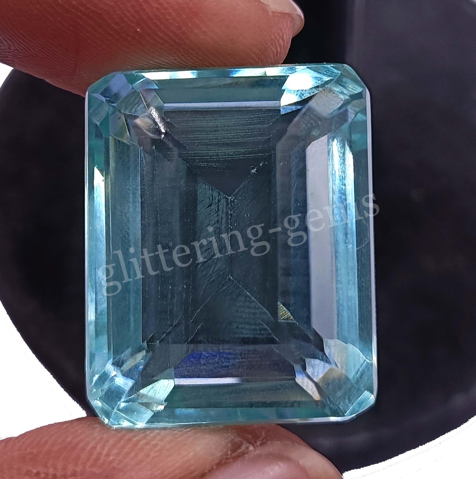 Blue Topaz Semi Transparent 53.5 CT Certified Faceted Emerald Cut Loose 5DAZ