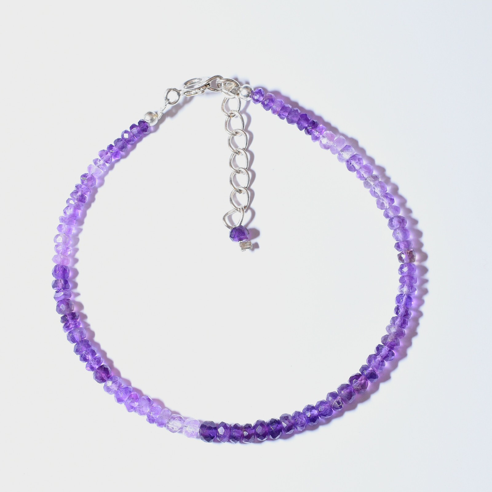 Genuine Shaded Amethyst 3-4 mm Faceted Rondelle Jewelery Adjustable Bracelet 7″