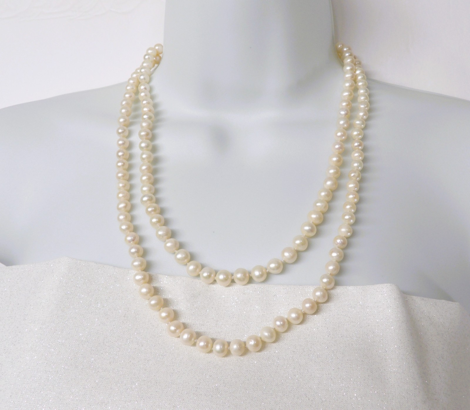 45 inches long white potato Cultured Freshwater Pearl Necklace Knotted NK802B