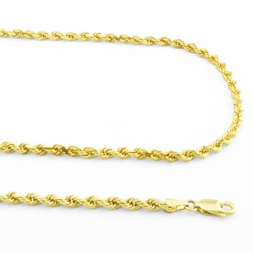 14k Yellow Gold 7″ Solid Diamond Cut Rope Link Chain Bracelet 4 mm 7 Grams