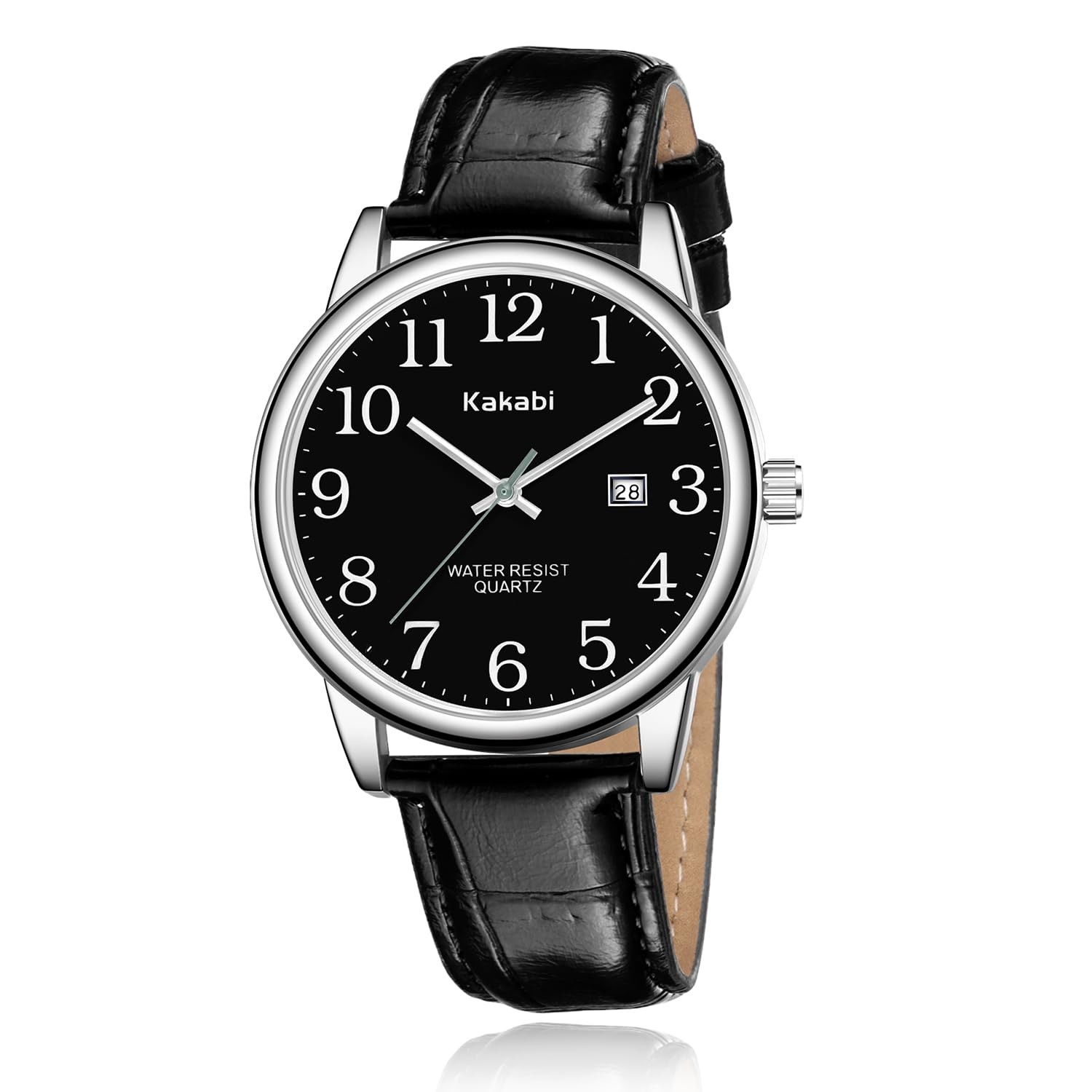 Kakabi Watch for Men, Easy Reader Unisex Analog 011-Black/Silver-Tone/Black