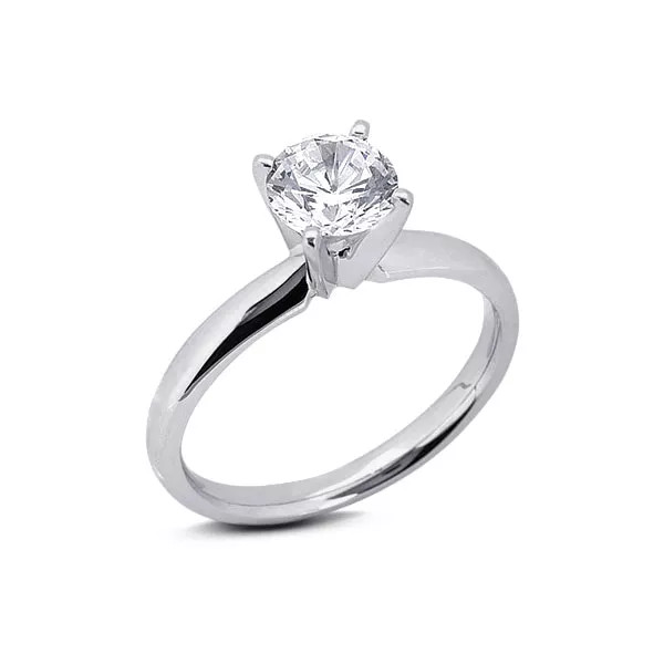 Solitaire Engagement Ring Platinum Classic Round 1.06 CT Lab-Grown Diamond D VS1