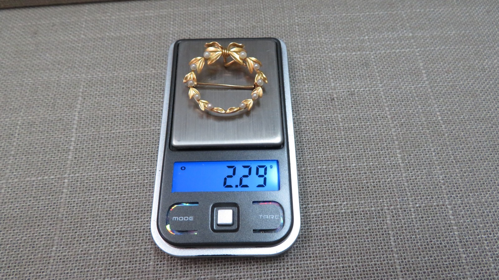 Antique 14K Solid Yellow Gold Seeds Pearl Wreath Brooch Pin Pendant 2.29 Grams