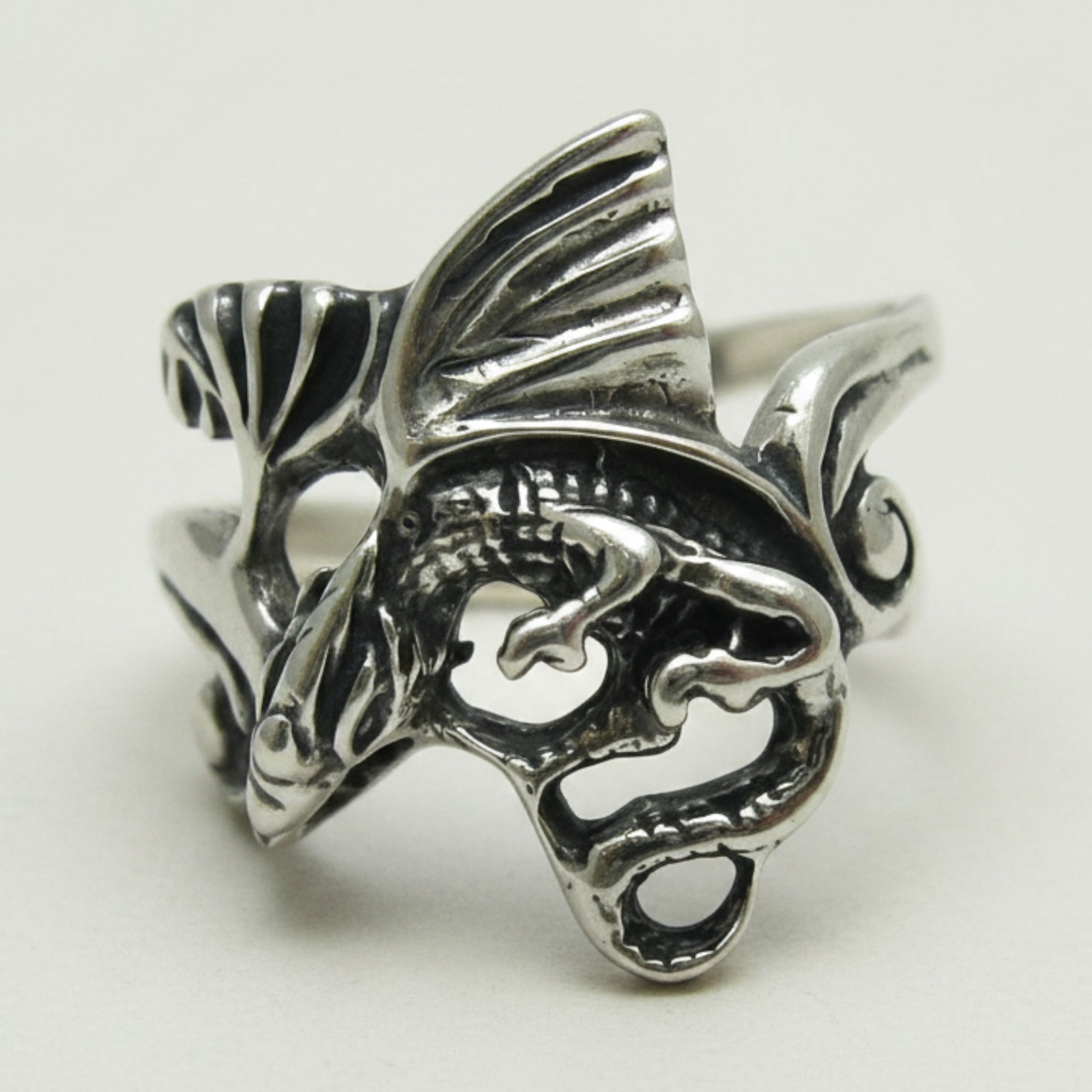 Handmade Sterling Silver Dragon Ring Hallmarked 925 Nickel Free