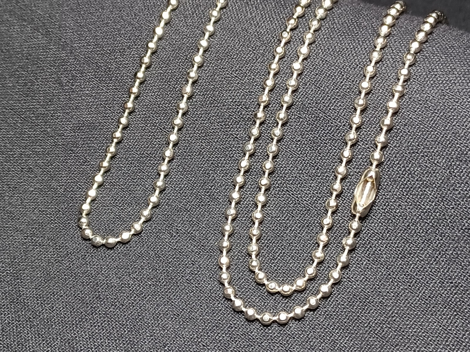 Made in USA Dog Tag Chain 24″ Nickel Plated Steel 2.4mm Flat Ball Bead Stylish