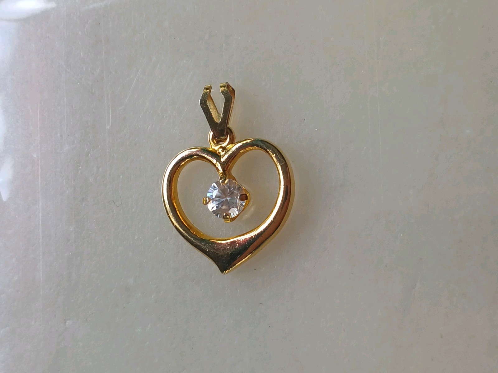 Gold Plated Heart Diamante Pendant VGC