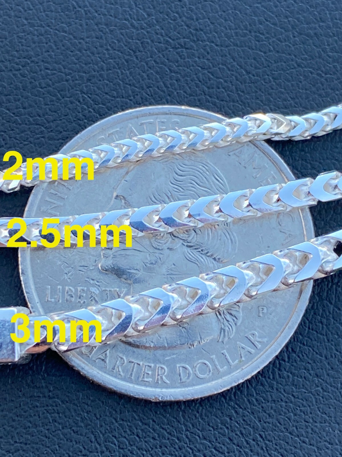 Cadena Franco Plata de Ley 925 SOLIDO 2-5mm 18-30″ Para Mujer/Hombre Sencilla