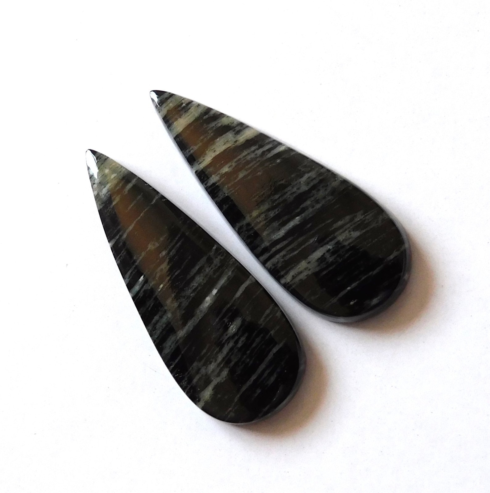 24.95Cts Natural Silver Leaf Jasper(29.8mmx11.9mm each)Cabochon Match Pair YE30
